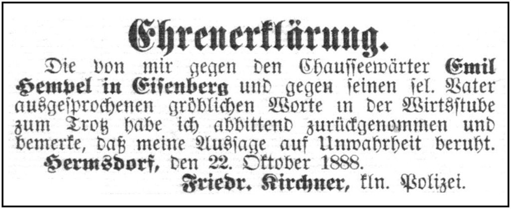 1888-10-22 Hdf Ehrenerklaerung